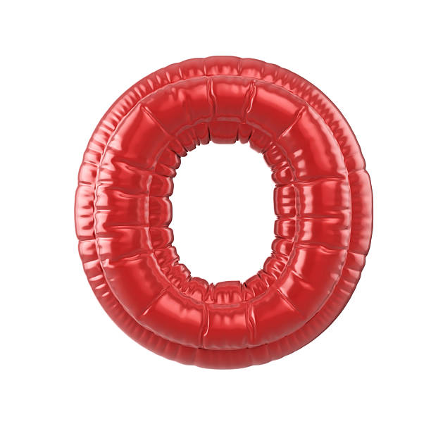 3d Render Red Letter O Text in balloon shape (Object + Shadow Clipping path)