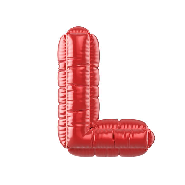 3d Render Red Letter L Text in balloon shape (Object + Shadow Clipping path)