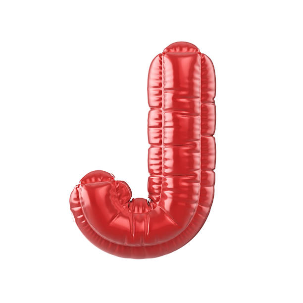 3d Render Red Letter J Text in balloon shape (Object + Shadow Clipping path)