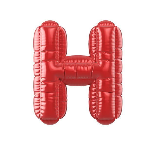 3d Render Red Letter H Text in balloon shape (Object + Shadow Clipping path)