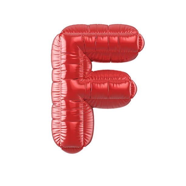 3d Render Red Letter F Text in balloon shape (Object + Shadow Clipping path)