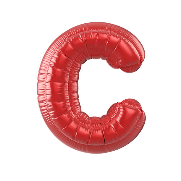 3d Render Red Letter C Text in balloon shape (Object + Shadow Clipping path)