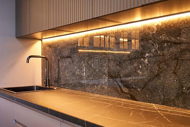 istock Modern kitchen design with sleek cabinets and stylish sink 2250900877