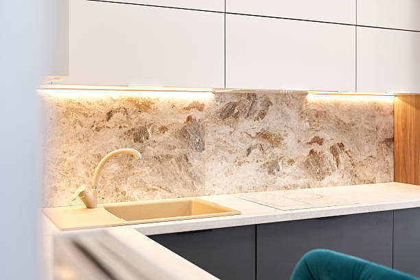 istock Modern kitchen design with sleek cabinets and stylish sink 2250901328