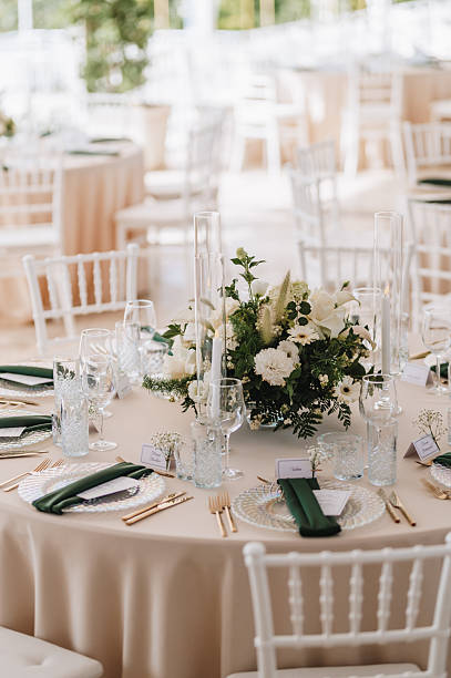 istock Wedding table with fresh flowers decoration. Forest / garden wedding 2250901743