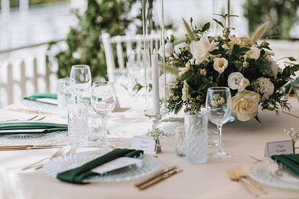 istock Wedding table with fresh flowers decoration. Forest / garden wedding 2250902270