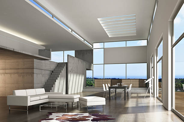 istock Apartment with shadows on the wall and a panoramic view 2250902366
