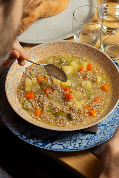 istock Farro soup in a bowl at the restaurant 2250905770