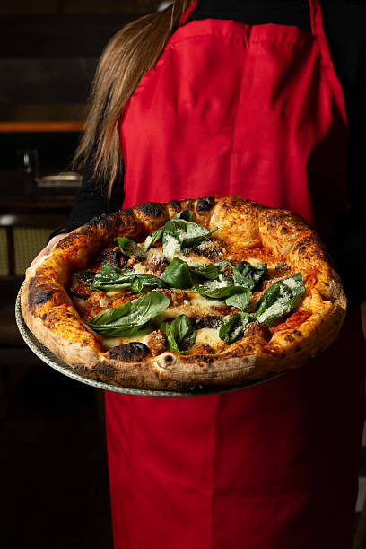 Neapolitan pizza on a plate at the restaurant