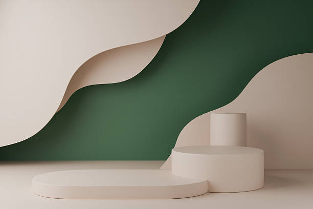 istock Abstract background with dark green waves and empty podium,minimal product scene 2250910247