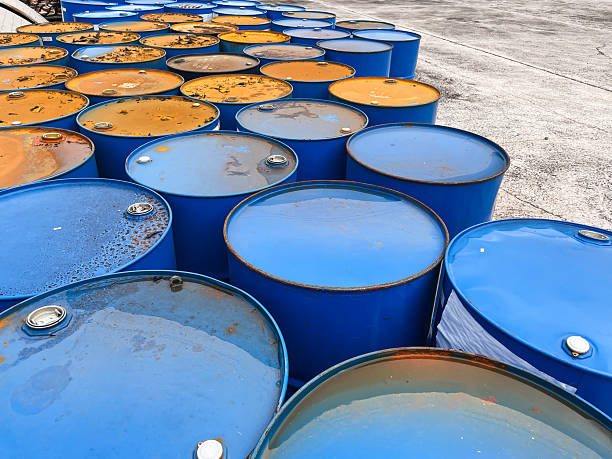istock Stacked Blue 200-Liter Industrial Drums 2250912222