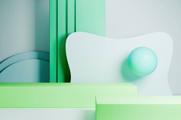 istock Abstract 3D geometric composition with soft shapes and green-blue spheres 2250913219