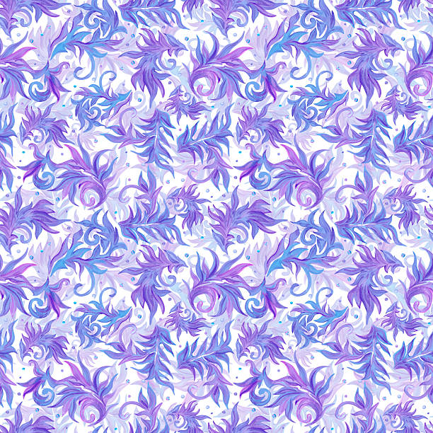 istock Hand drawn watercolor blue and lilac frost pattern seamless pattern. Winter Illustration isolated on white background. Can be used for textile fabric and other printed products 2250913829