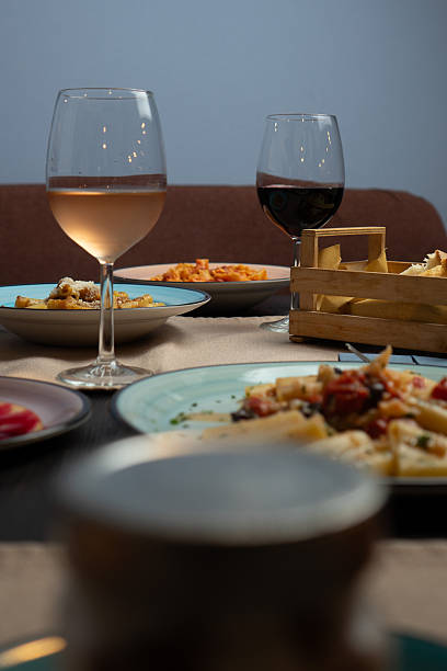 istock Pasta dishes and wine at the restaurant 2250920202