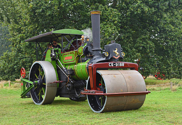 Ickwell, Bedfordshire, England - September 14, 2025:  Vintage Aveling & Porter steam roller parked on grass