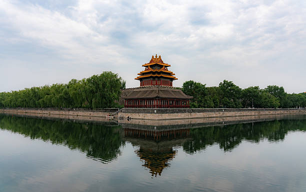istock The Forbidden City corner tower with clear reflection in water 2250928268