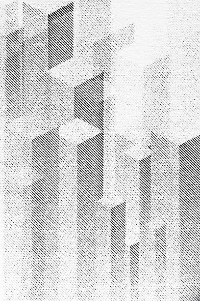 Extreme close-up of halftone 3D rectangular blocks on textured paper, resembling abstract skyscrapers or bar charts for business, tech, and infographic designs.
