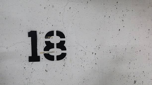 istock number 18 eighteen printed on the white wall 2250934524