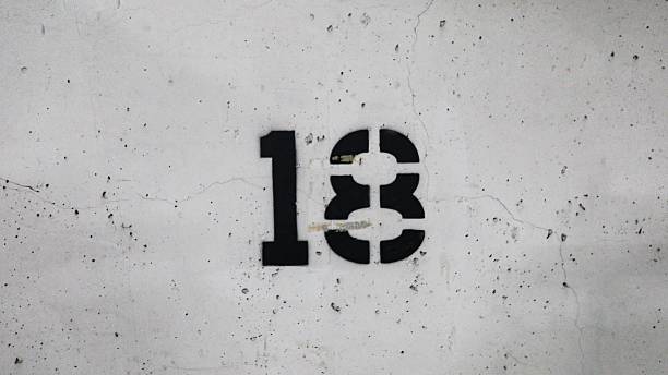 istock number 18 eighteen printed on the white wall 2250934529