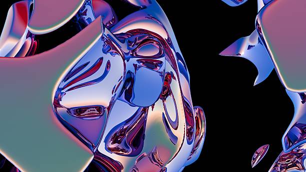 istock Abstract Metallic Shapes on Black Background 2250939043