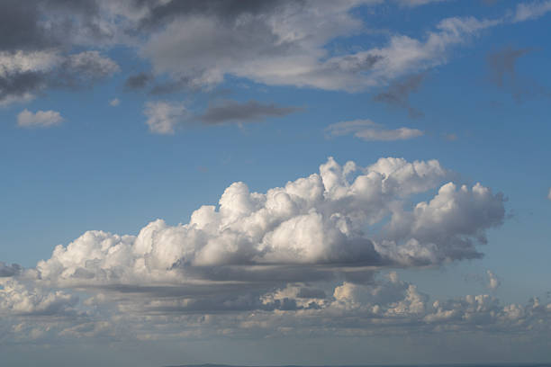Vibrant Blue Sky with White Clouds in a Beautiful Summer Day