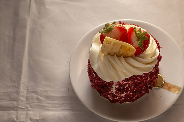 Delightful breakfast dessert decorated with strawberries and waffle topping