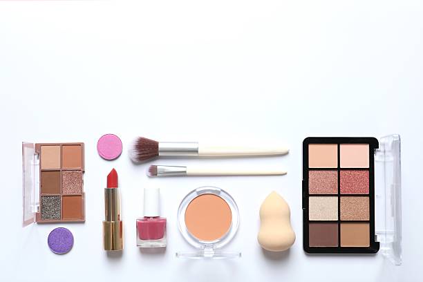 istock Professional decorative cosmetics, make-up products and accessories on white background, minimal style. Beauty, fashion, visage and shopping blogger concept 2250944955