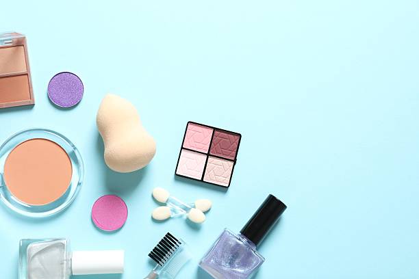 istock Professional decorative cosmetics, make-up products and accessories on color background, minimal style. Beauty, fashion, visage and shopping blogger concept 2250944959