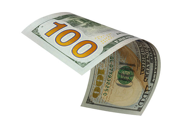 istock Curved hundred dollar banknote, isolated on white background 2250945953