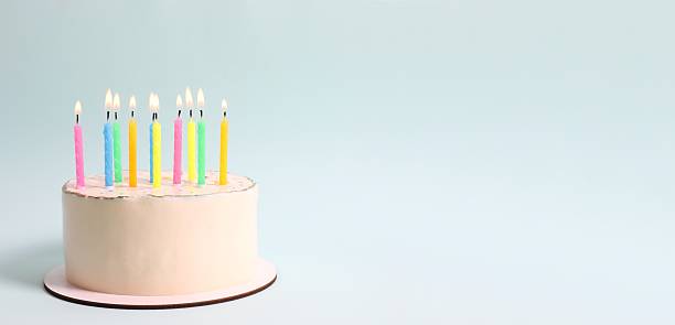 istock Birthday cake with candles on colored background 2250947677