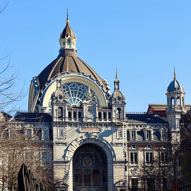 istock Antwerp Central railway station building facade presenting grand architecture, dome, and historic design in Belgium 2250950075