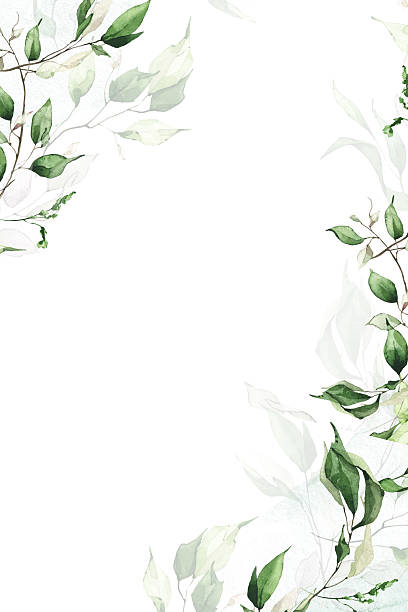 istock Watercolor painted greenery border frame template. Sage green, beige, blue branches and leaves. Garland arrangement art 2250950165