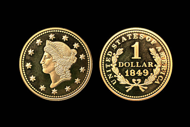 USA one dollar gold coin  1849