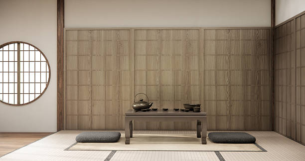 istock mock up, Japanese empty room tatami mat Designing the most beautiful. 3D rendering 2250957545