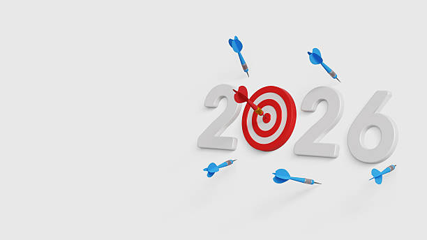 istock 2026 Vision and Goals. Clear Road map, Strategic Planning, New Year Resolution, Never Give Up concept. Success After Many Failures. Effort or Cost to Reach Goal Or Target on White Background. 3D 2250961673