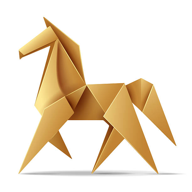 istock Golden Origami Horse in Geometric Style 2250963291