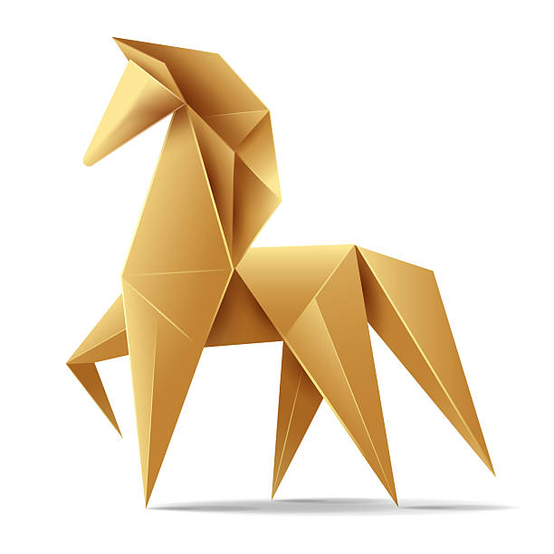 istock Golden Origami Horse in Geometric Style 2250963301