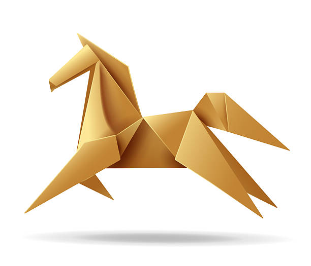 istock Golden Origami Horse in Geometric Style 2250963303