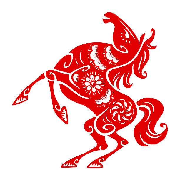 istock Chinese Oriental Traditional Paper Cut Art Pattern Horse Symbol 2250963509