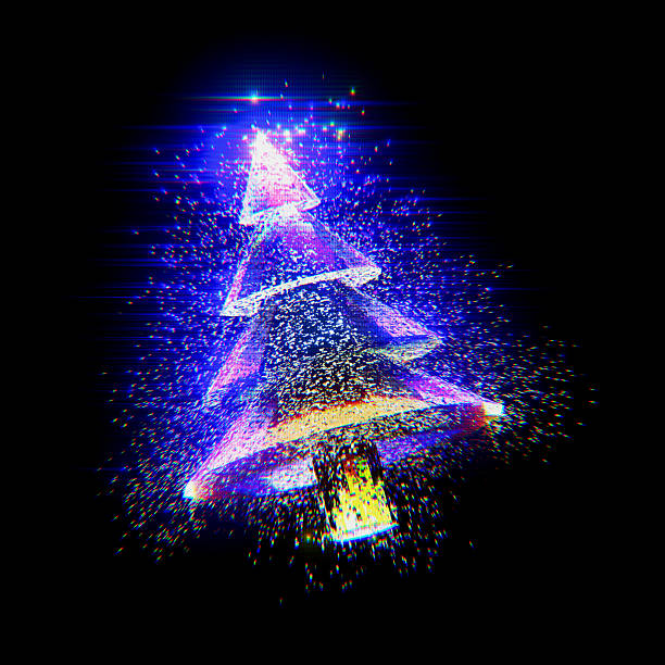 istock Futuristic glitch style Christmas tree with particles 2250965065