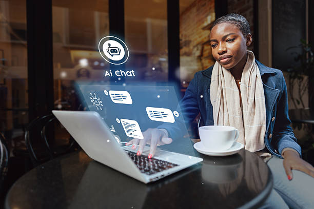 istock Woman engaging with AI chat technology in a cozy cafe setting while sipping coffee during the day 2250967203