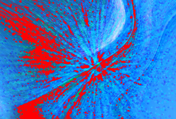 A vivid blue abstract swirl accented by bold red splatters creates an energetic, modern background perfect for art, design, and marketing projects. Ideal for tech, creativity, and dynamic visual storytelling.