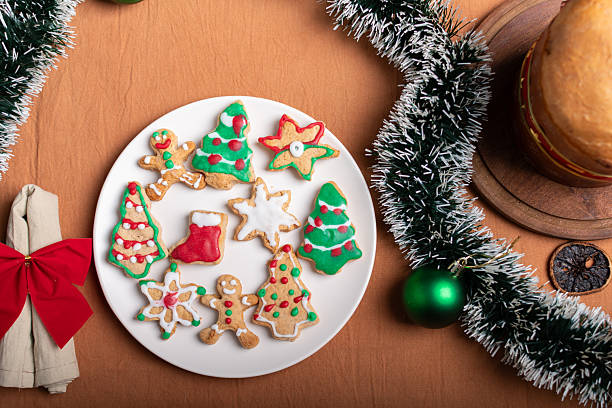 istock Homemade gingerbread cookies in various shapes on a plate. 2250968629