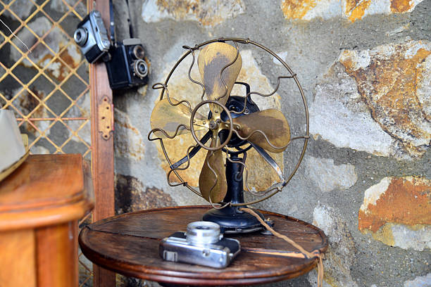 Vintage camera and electric fan