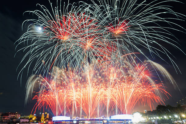 istock Colorful fireworks, celebration fireworks or beautiful sparks on the black sky. 2250970214