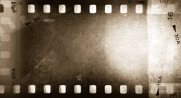 Film negatives frames brown background