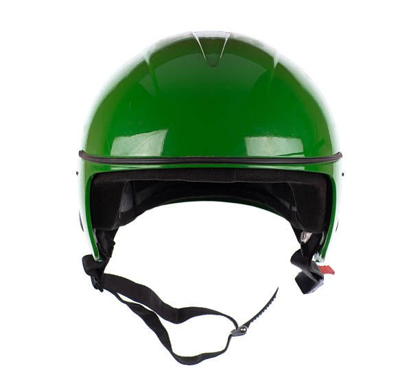 istock Green motorcycle helmet isolated on white background 2250986028