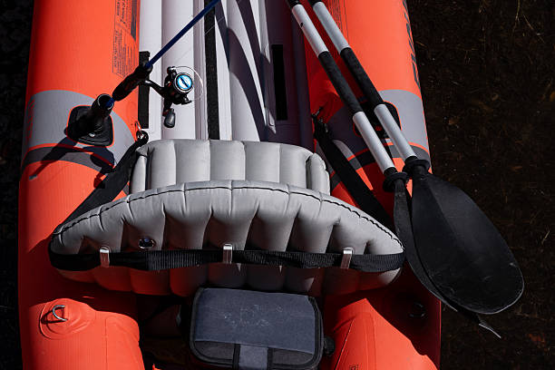 istock closeup view of red inflatable kayak from above 2250988163