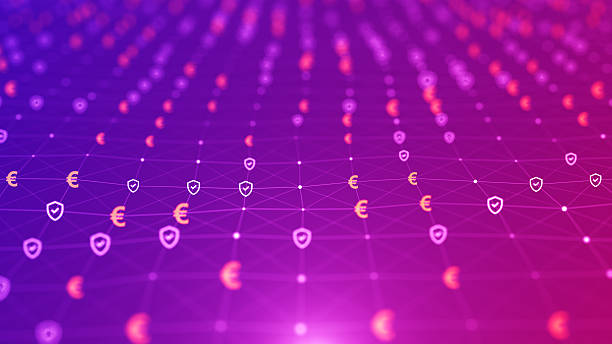 istock 4k Euro and Security icons with Connect the Dots Futuristic digital background. Seamless Loop video. Abstract connections and digital network. Data and communications technology. - 4K Stok video 2250996902