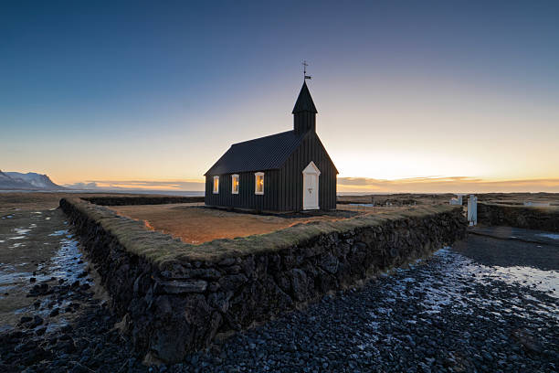The Black church of Budir at Snaefellsnes peninsula, Iceland